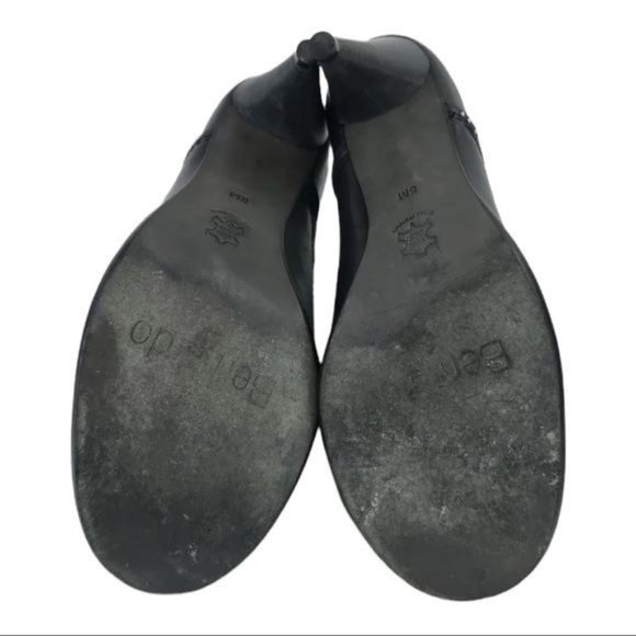 Anthropologie Bernardo Leather Ankle Booties Cone Heel Womens Black 8M R2748 - Picture 7 of 9
